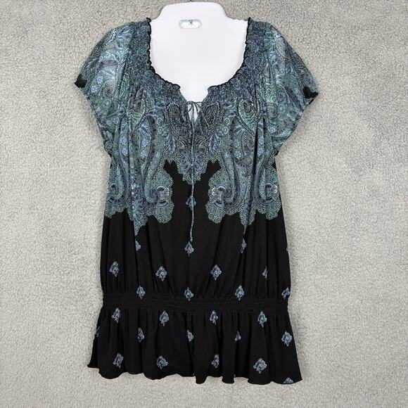 INC International Concepts Shirt Women Size Large Smock Neckline Blouse Top - Picture 1 of 11